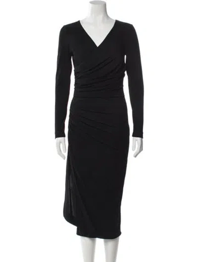 Pre-owned Chiara Boni V-neck Midi Length Dress In Black