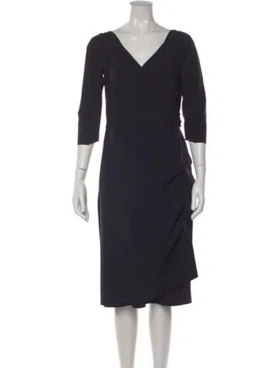 Pre-owned Chiara Boni V-neck Midi Length Dress In Black