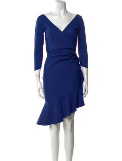 Pre-owned Chiara Boni V-neck Midi Length Dress In Blue
