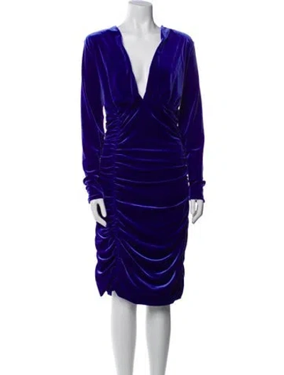 Pre-owned Chiara Boni V-neck Midi Length Dress In Blue