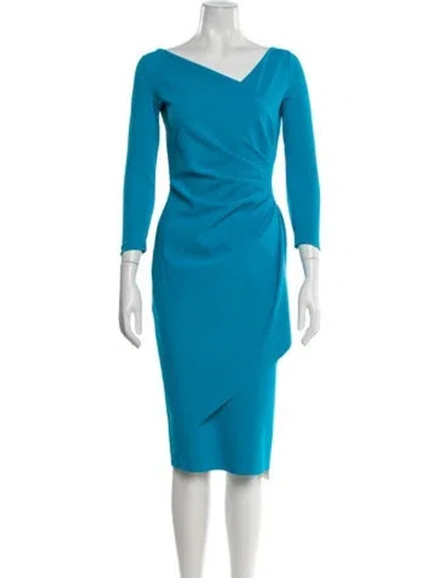 Pre-owned Chiara Boni V-neck Midi Length Dress In Blue