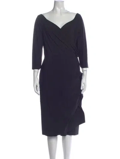 Pre-owned Chiara Boni V-neck Midi Length Dress In Blue