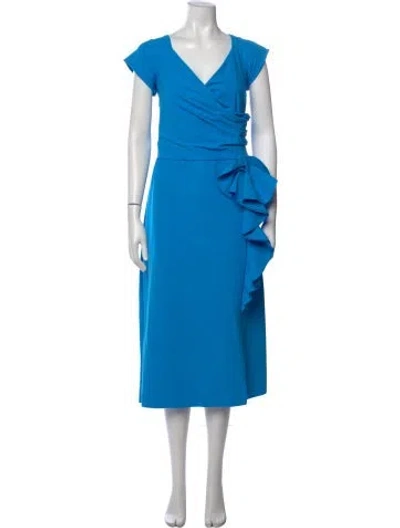 Pre-owned Chiara Boni V-neck Midi Length Dress In Blue