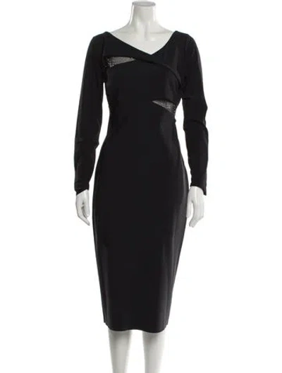 Pre-owned Chiara Boni V-neck Midi Length Dress In Gray
