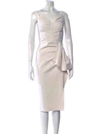 Pre-owned Chiara Boni V-neck Midi Length Dress In Neutral
