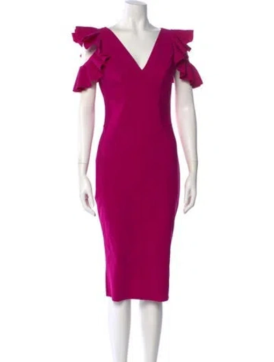 Pre-owned Chiara Boni V-neck Midi Length Dress In Purple