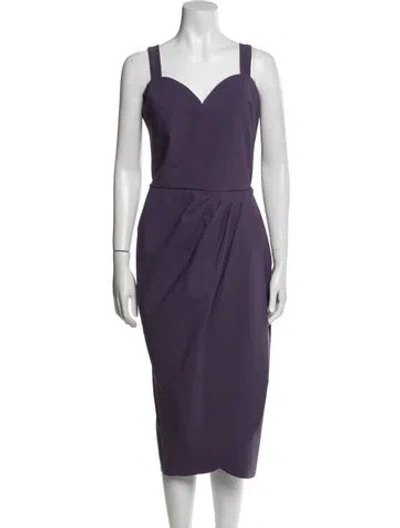 Pre-owned Chiara Boni V-neck Midi Length Dress In Purple
