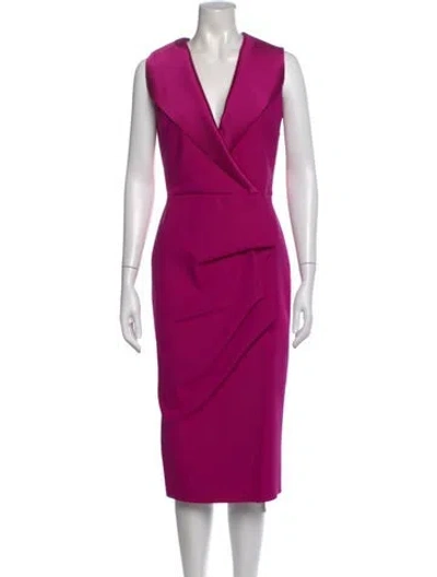 Pre-owned Chiara Boni V-neck Midi Length Dress In Purple