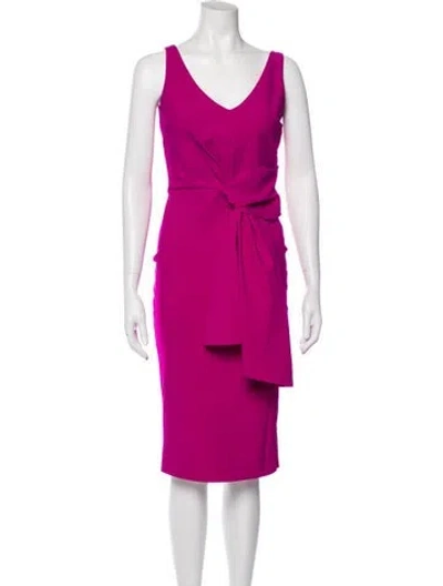 Pre-owned Chiara Boni V-neck Midi Length Dress In Purple