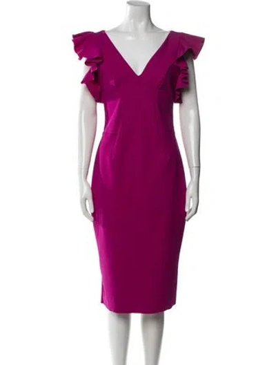 Pre-owned Chiara Boni V-neck Midi Length Dress In Purple