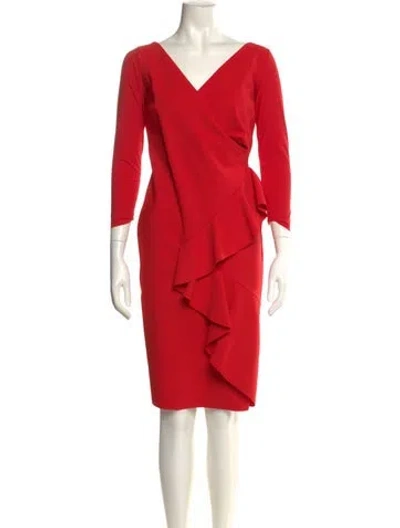 Pre-owned Chiara Boni V-neck Midi Length Dress In Red