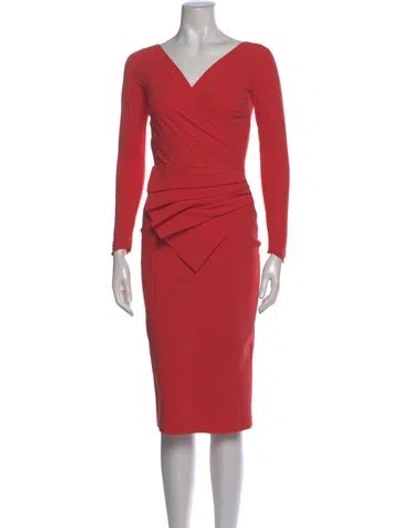 Pre-owned Chiara Boni V-neck Midi Length Dress In Red