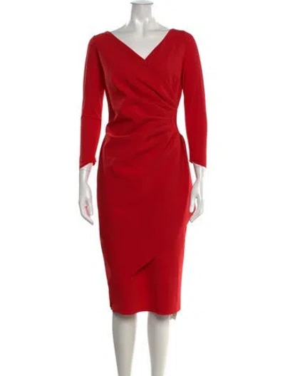 Pre-owned Chiara Boni V-neck Midi Length Dress In Red