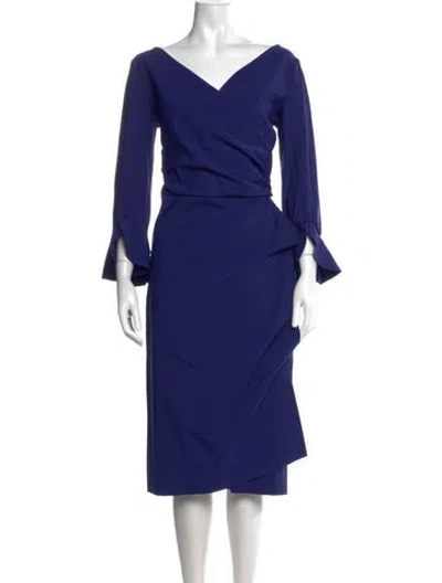 Pre-owned Chiara Boni V-neck Midi Length Dress W/ Tags In Blue