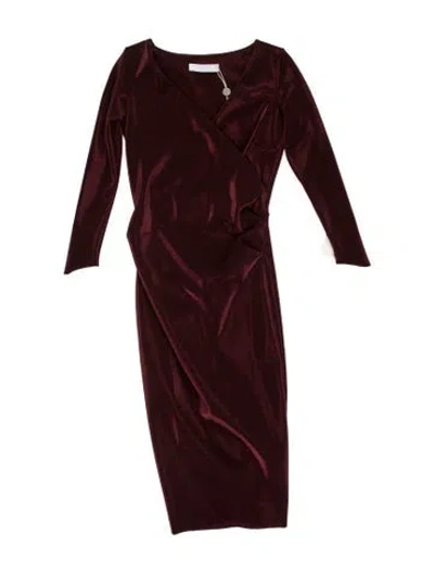 Pre-owned Chiara Boni V-neck Midi Length Dress W/ Tags In Burgundy