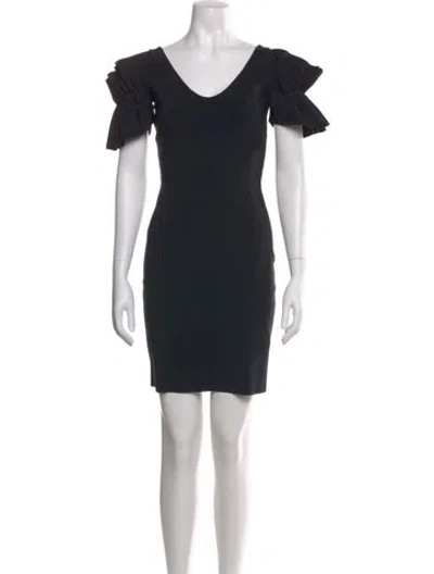 Pre-owned Chiara Boni V-neck Mini Dress In Black