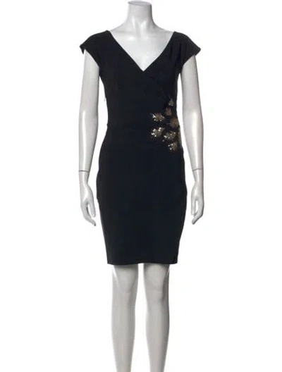 Pre-owned Chiara Boni V-neck Mini Dress In Black