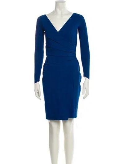 Pre-owned Chiara Boni V-neck Mini Dress In Blue