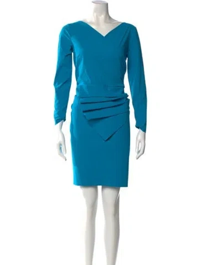 Pre-owned Chiara Boni V-neck Mini Dress In Blue
