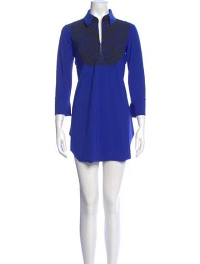 Pre-owned Chiara Boni V-neck Mini Dress In Blue