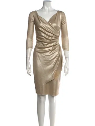 Pre-owned Chiara Boni V-neck Mini Dress In Gold/metallic