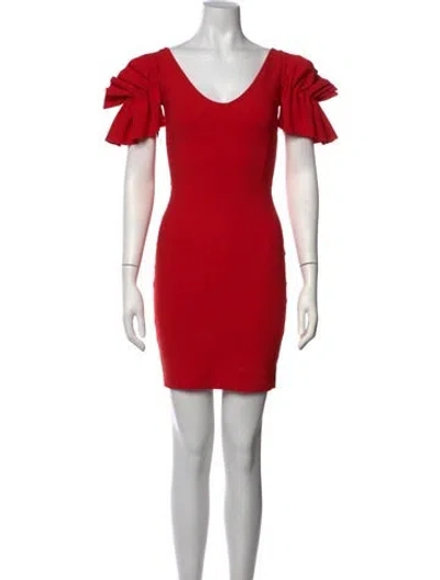 Pre-owned Chiara Boni V-neck Mini Dress In Red