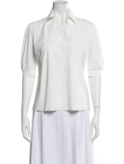 Pre-owned Chiara Boni V-neck Short Sleeve Top In White