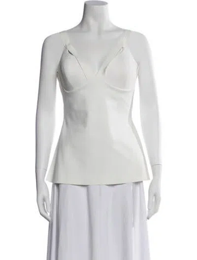 Pre-owned Chiara Boni V-neck Sleeveless Top In Neutrals