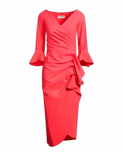 Chiara Boni Women's Triwan Ruffle-trim Slim-fit Midi-dress In Coral In Red