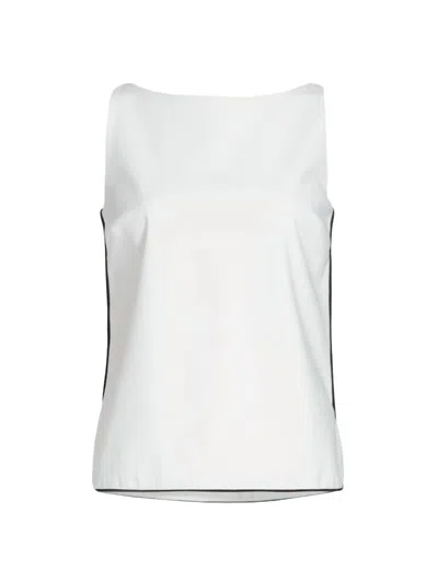 Chiara Boni Women's Vanesa Piping Sleeveless Blouse In White/black In Multi