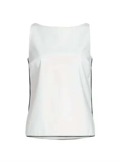 Chiara Boni Women's Vanesa Piping Sleeveless Blouse In White/black In Multi