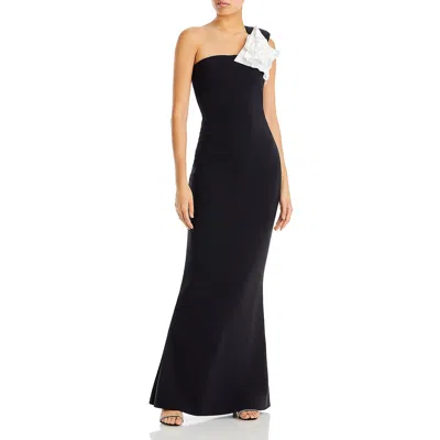 Pre-owned Chiara Boni Womens Bow Long Party Evening Dress Gown Bhfo 1526 In Nero/bianco