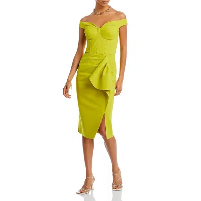 Pre-owned Chiara Boni Womens Madama Boning Bustier Midi Cocktail And Party Dress Bhfo 0828 In Green Grape