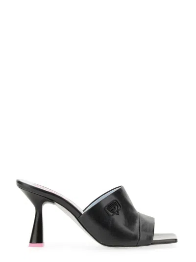 Chiara Ferragni 85 Mm Square-toe Heeled Sandals In Black