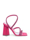 Chiara Ferragni Pink Leather Glitter Sandals In Pink