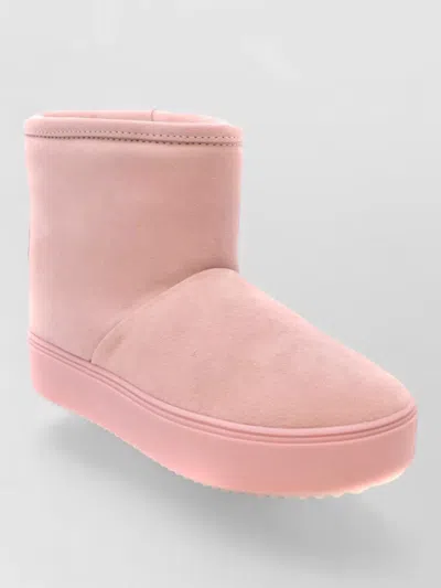 Chiara Ferragni Ankle Boots Flat Sole Round Toe In Pink