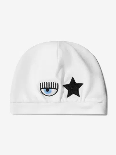 Chiara Ferragni Kids' Baby Girs Cotton Eyestar Hat 9 Mths White