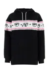 Chiara Ferragni Black Eyelike-embossed Cotton Hoodie
