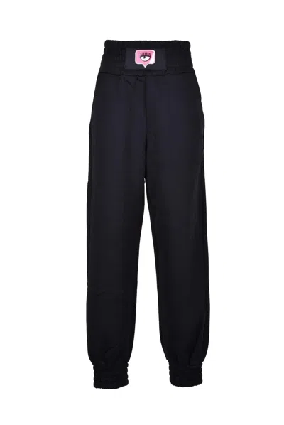 Chiara Ferragni Black Cotton Polyester Trackpants