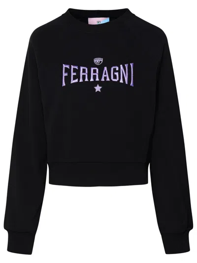 Chiara Ferragni Logo Embroidered Crewneck Jumper In Black