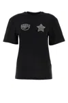 Chiara Ferragni Embellished Crew Neck T-shirt In Black
