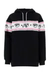 Chiara Ferragni Black Eyelike-embossed Cotton Hoodie In Black
