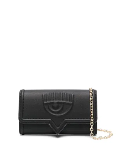 Chiara Ferragni Eyelike-motif Leather Clutch Bag In Black