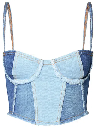 Chiara Ferragni Denim Cropped Top In Blue