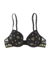 Chiara Ferragni Logomania Embroidered Elastic Band Bralette In Gold