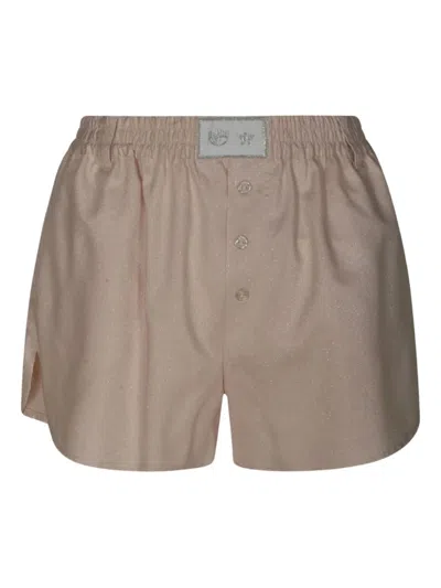 Chiara Ferragni Button-placket Shorts In Brown