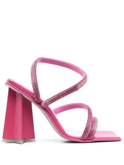 CHIARA FERRAGNI CALF-LEATHER CRYSTAL-EMBELLISHED SANDALS
