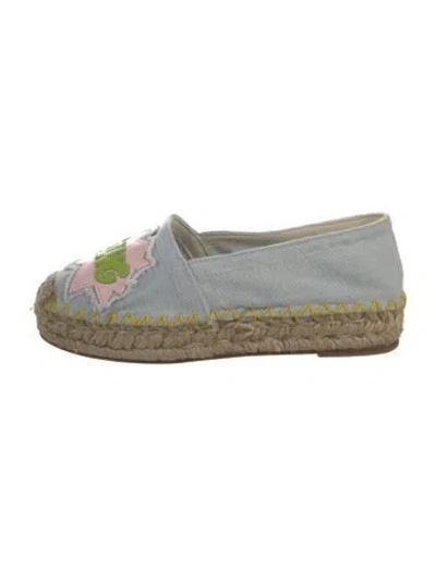 Pre-owned Chiara Ferragni Canvas Graphic Print Espadrilles In Blue