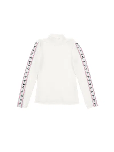 Chiara Ferragni Cf Iconic Logo Viscose Turtleneck In Cream