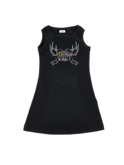 Chiara Ferragni Kids' Graphic-print Cotton Dress In Black
